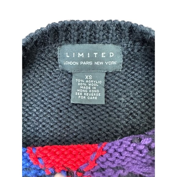 90s Limited Bold Colorful Argyle Knitted Crewneck Wool Sweater | Size XS - Picture 7 of 7